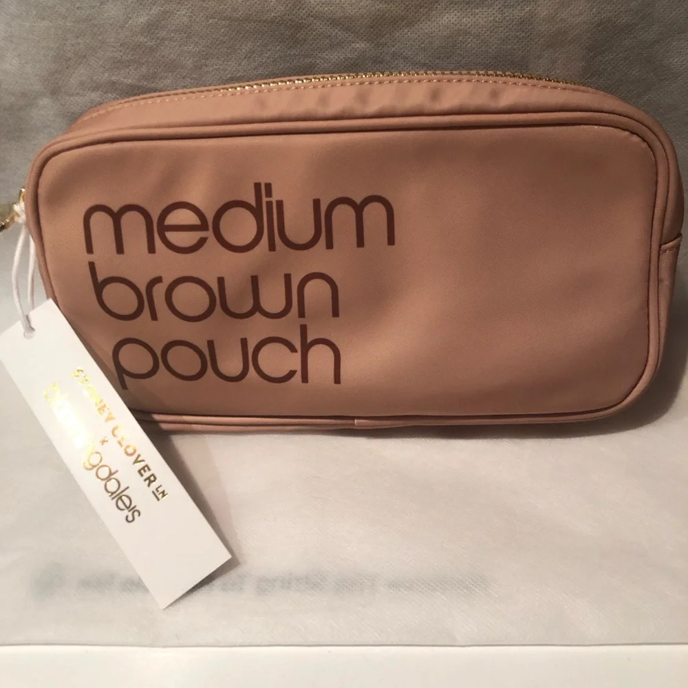 NWT Stoney Clover Lane for Bloomingdale’s Medium Brown Pouch /Cosmetic Bag
